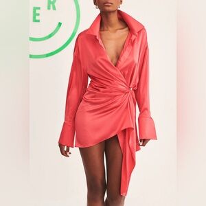 NWT. SER.O.YA Demi Silk Mini Shirt Dress. NEW